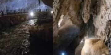 Domusnovas, la magia delle grotte di San Giovanni: all’interno della caverna carrozzabile più lunga al mondo spunta una cascata(VIDEO)