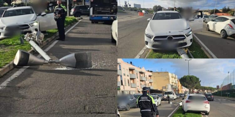 Monserrato, donna “distratta” alla guida butta giù un palo della luce