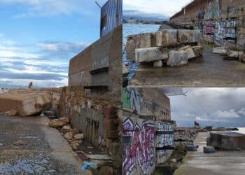 Cagliari, l’incredibile forza delle onde: a Sant’Elia blocchi di cemento armato spinti dalla furia di Harry