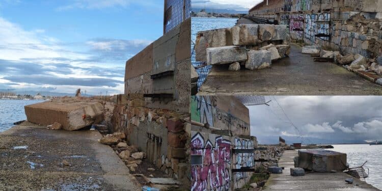 Cagliari, l’incredibile forza delle onde: a Sant’Elia blocchi di cemento armato spinti dalla furia di Harry