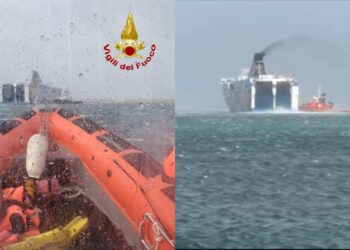 Porto Torres, la Tirrenia rompe gli ormeggi: imponente operazione per mettere in sicurezza la nave -VIDEO