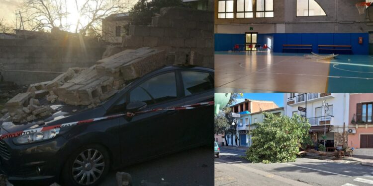 Il Sarrabus in ginocchio dopo le raffiche che hanno sfiorato 150 km orari, grave un bidello finito sotto un albero sradicato dal vento