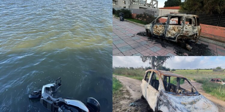 Carcasse di auto e scooter cannibalizzate e date alle fiamme: Cagliari e hinterland invasi dai rottami