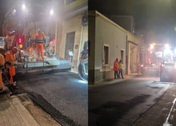 Pirri, via Santa Maria Chiara si rifà il look durante la notte