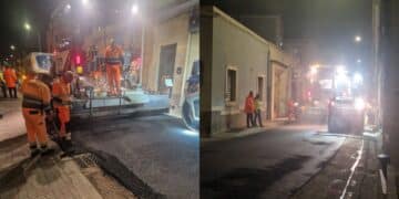 Pirri, via Santa Maria Chiara si rifà il look durante la notte