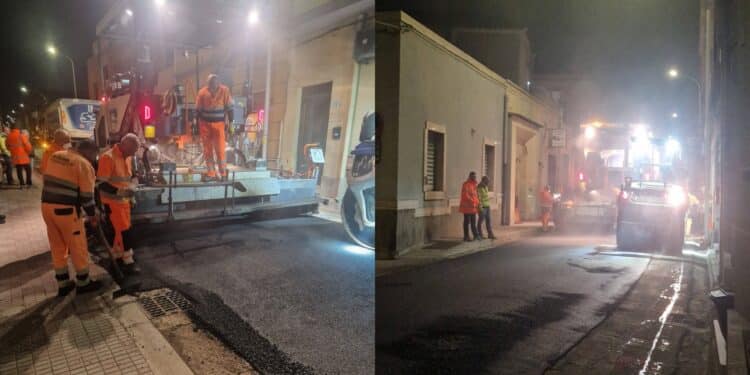 Pirri, via Santa Maria Chiara si rifà il look durante la notte