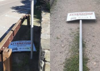 Tempi duri per i ciclisti a Quartu: abbattuti 2 cartelli di promozione alla sicurezza stradale