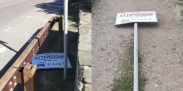 Tempi duri per i ciclisti a Quartu: abbattuti 2 cartelli di promozione alla sicurezza stradale