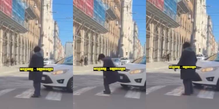 Cagliari, sfida le auto in via Roma bloccando il traffico: “Aiutatela”