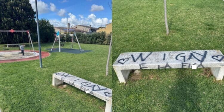 Decimomannu, le panchine del parco dei bimbi imbrattate con scritte