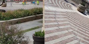 Cagliari, via le erbacce dalle crepe nel bastione di Santa Croce