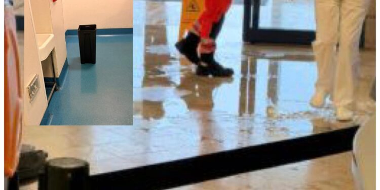Cagliari, disastro totale al Brotzu: piove dentro il pronto soccorso e nei reparti pazienti in corridoio