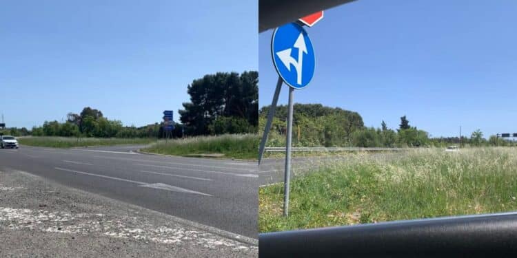 Elmas, in uno degli incroci più pericolosi l’erba abbonda e la visibilità si riduce