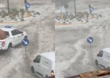 Grandine e tuoni, bomba d’acqua ad Ozieri: le strade si trasformano in fiumi in piena