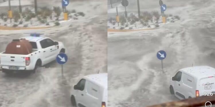 Grandine e tuoni, bomba d’acqua ad Ozieri: le strade si trasformano in fiumi in piena