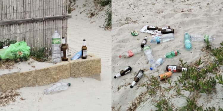 Spiagge prese d’assalto dai vandali e montagne di bottiglie tra la candida sabbia di Calasetta, la rabbia del Comune: “Non è una discarica”