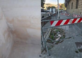 Cagliari, in via Augusto Righi slalom tra buche e transenne
