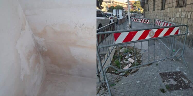 Cagliari, in via Augusto Righi slalom tra buche e transenne