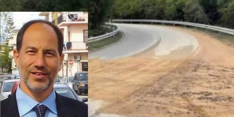 Carreggiata dissestata con buche e avvallamenti a Burcei, Zaher in campo per la Sp 21
