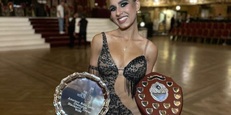 Selargius, Matilde Bilotta trionfa a Blackpool: è lei la regina dei Latino-Americani ai “The Open Worlds”