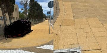 Capoterra, a Su Loi macchine sulla nuova passeggiata: mattonelle spaccate e segni di frenata