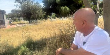 Cagliari, di fronte al palazzo della Regione una distesa di erbacce alte e secche