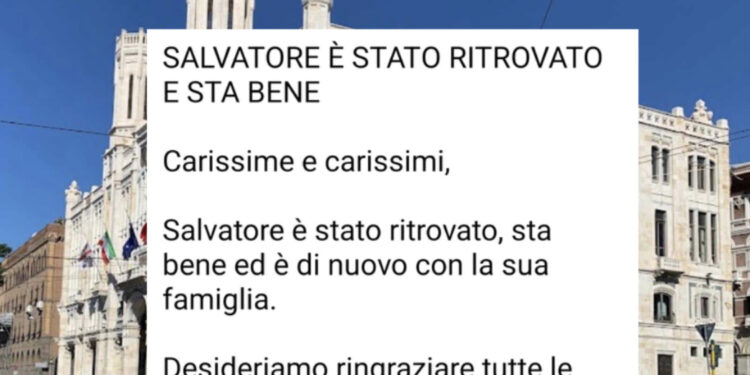 Cagliari, fine della paura per Salvatore: è stato ritrovato e sta bene