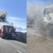 Paura sulla 130, camion prende fuoco sulla statale: le fiamme si sono propagate nei campi adiacenti la strada