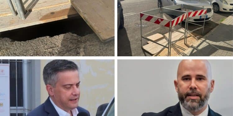 Cagliari, a due mesi dalla diffida di Abbanoa asfalto collassato e transenne di via dei Capraia sono ancora lì