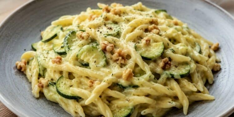 La cultura nel piatto, trofie fresche con zucchine, gorgonzola dolce e noci