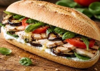 La cultura nel piatto: panino d’agosto con pollo, melanzane e crema di pecorino dolce