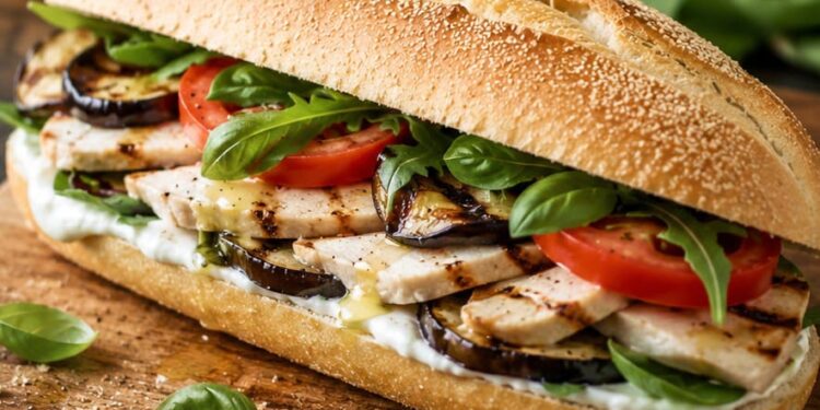 La cultura nel piatto: panino d’agosto con pollo, melanzane e crema di pecorino dolce
