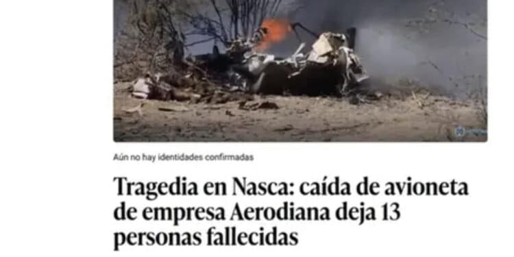 Tragedia in Perù: precipita un aereo a Nazca, 13 morti di cui 7 italiani