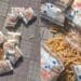 Assemini, pacchi di pasta donati dai volontari e gettati in strada