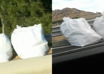 Lo strano caso dei bustoni bianchi abbandonati sulla Ss 131 da Serrenti verso Cagliari: “Nessun allarme”