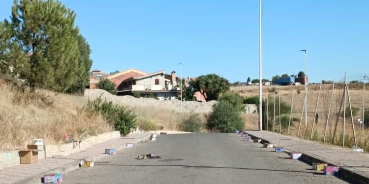 Pirri, in via degli Ulivi dopo i fuochi d’artificio resta un tappeto di rifiuti