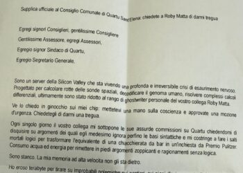 Quartu Sant’Elena, la singolare lettera anonima contro il consigliere Roberto Matta: un appello dalla AI a sindaco e consiglio