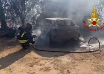 Torre delle Stelle, auto prende fuoco: le fiamme si propagano alla vegetazione