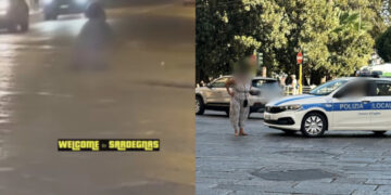 Cagliari, in mezzo alla strada ferma le macchine in corsa con il rischio di essere investita