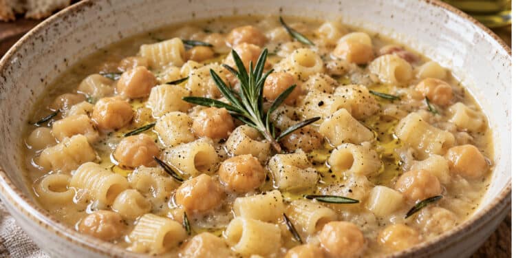 La cultura nel piatto, pasta e ceci in bianco al rosmarino