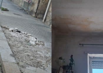 Cagliari, in via Flavio Gioia si cammina in strada: il marciapiede dissestato mette in pericolo i pedoni